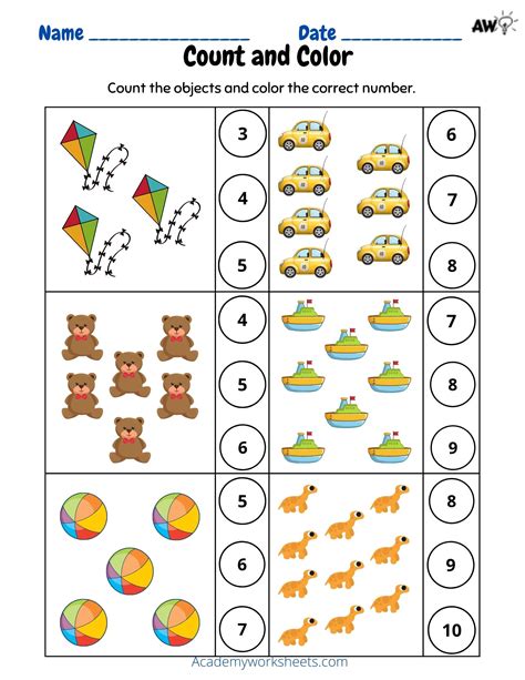 Count And Match Numbers 1 10 Worksheet Myteachingstation Preschool Worksheet Count   Match - Preschool Worksheet Count & Match