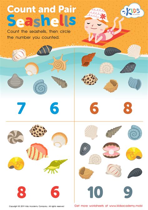 Count And Pair Seashells Worksheet For Kids Kids Seashell Worksheet Grade 1 - Seashell Worksheet Grade 1