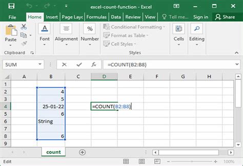 count numbers in excel