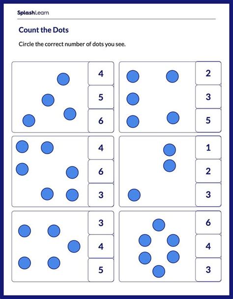 Count The Dots Math Worksheets Splashlearn Counting Dots On Numbers - Counting Dots On Numbers