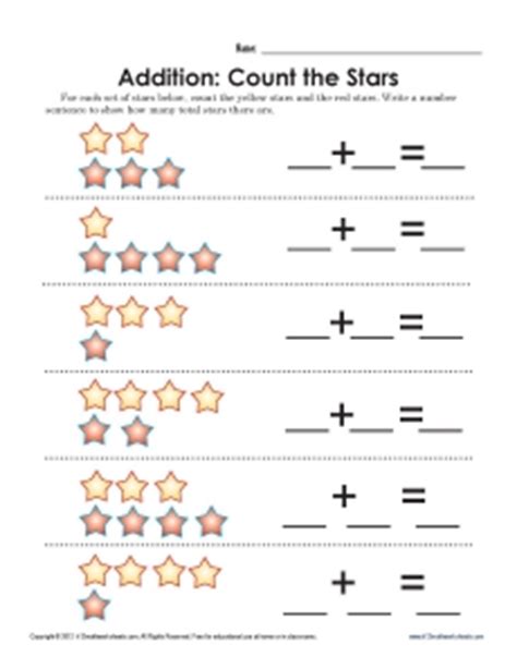 Count The Stars Addition Math Worksheets Number The Stars Worksheet - Number The Stars Worksheet