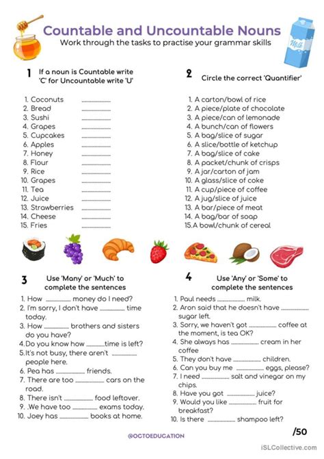 Countable And Uncountable Noun Worksheets Countable And Uncountable Nouns Worksheet - Countable And Uncountable Nouns Worksheet