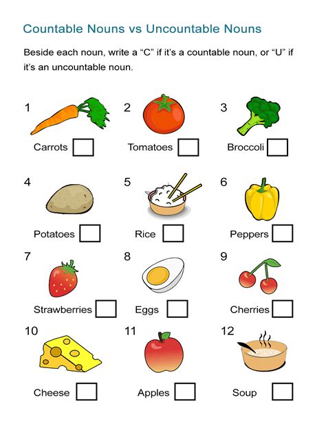 Countable And Uncountable Nouns Worksheet   Countable And Uncountable Nouns Worksheets - Countable And Uncountable Nouns Worksheet