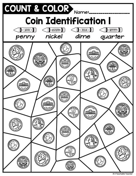 Counting And Identifying Us Coins Worksheets For Kindergarten Coin Identification Worksheet Grade 1 - Coin Identification Worksheet Grade 1