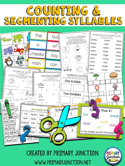 Counting And Segmenting Syllables Primary Junction Syllable Segmentation Worksheet - Syllable Segmentation Worksheet