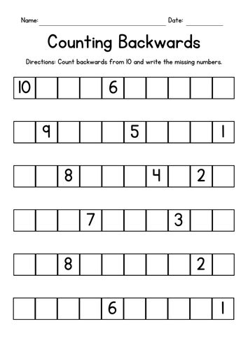 Counting Backwards From 10 Worksheets Teaching Resources Counting Backwards From 10 Worksheet - Counting Backwards From 10 Worksheet