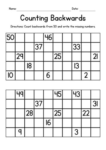 Counting Backwards From 50 Worksheets Teaching Resources Backward Counting 100 To 50 - Backward Counting 100 To 50