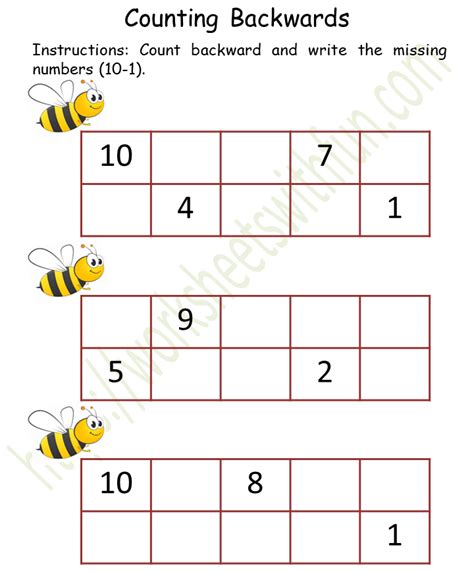 Counting Backwards Worksheets For Preschool And Kindergarten K5 Counting Backwards From 10 Worksheet - Counting Backwards From 10 Worksheet