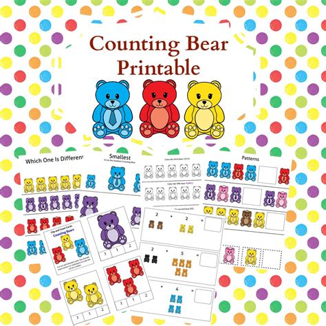 Counting Bears Printables For Kindergarten Math Practice Steamsational Math Bears - Math Bears