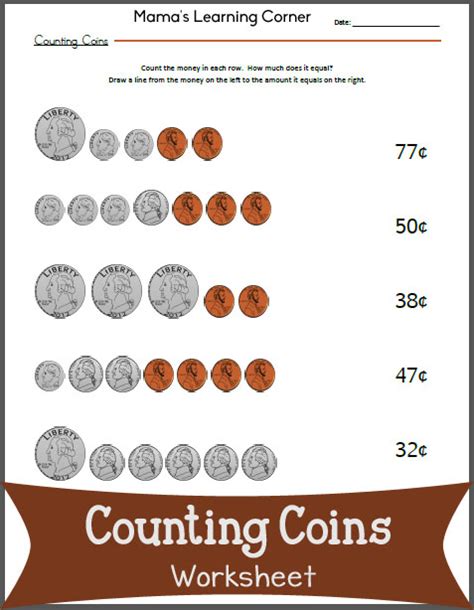 Counting Coins Worksheet Mamas Learning Corner Count Coins Worksheet - Count Coins Worksheet