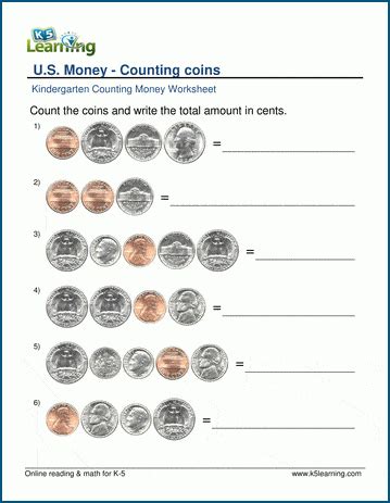 Counting Coins Worksheets K5 Learning Values Of Coins Worksheet - Values Of Coins Worksheet