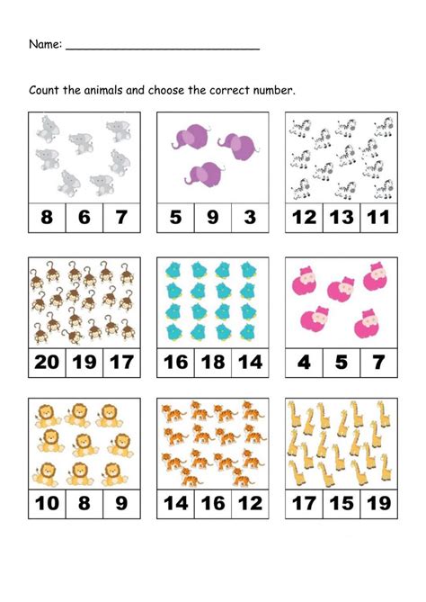 Counting Numbers 1 20 Worksheets For Kindergarten Numbers For Kindergarten 1 20 - Numbers For Kindergarten 1 20