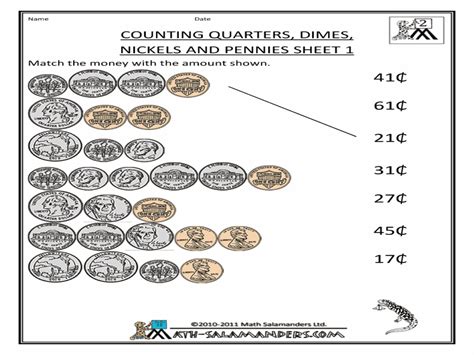 Counting Quarters Dimes Nickels Amp Pennies Worksheets Pennies Nickels Dimes Worksheet - Pennies Nickels Dimes Worksheet