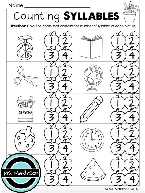 Counting Syllables Worksheet For 1st Grade Free Printable Syllables Worksheets For 1st Grade - Syllables Worksheets For 1st Grade