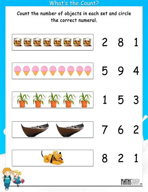Counting With Pictures Worksheets For Grade 1 K5 Count And Write Pictures - Count And Write Pictures