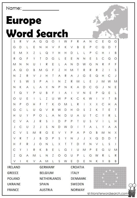 Countries Of Europe Word Search Diy Printable Generators Countries Of Europe Word Search Answers - Countries Of Europe Word Search Answers