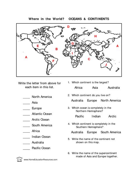 Country And Continents Worksheets World Geography Continents Worksheet - World Geography Continents Worksheet