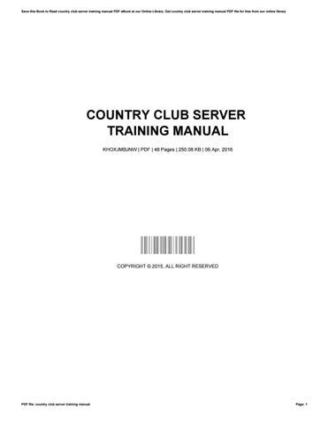 Download Country Club Server Training Manual Pdf 