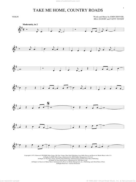 Read Online Country Road Violin Sheets 