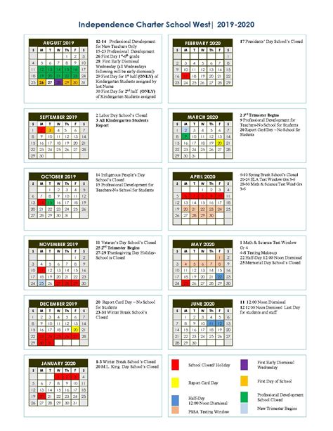 county school calendar 2019 2020