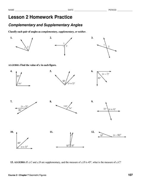Course 2 Chapter 7 Geometric Figures Answers Test Form 1a Pdf