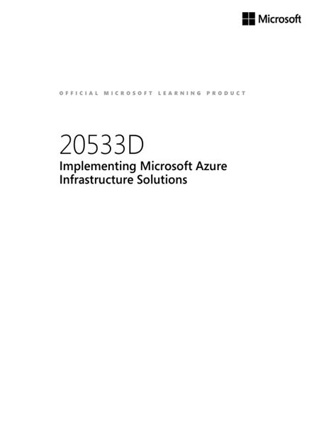Course 20533d Implementing Microsoft Azure Infrastructure