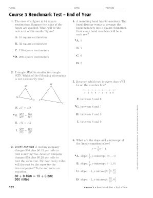 Course 3 Benchmark Test Math Answers Shapkiore