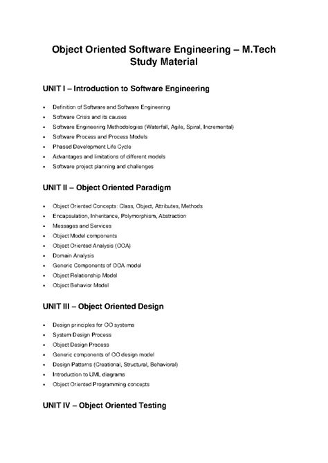 Course Notes Object Oriented Software Engineering Cs350