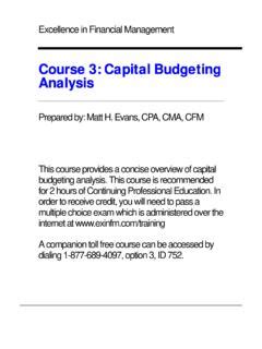 Read Online Course 3 Capital Budgeting Analysis Exinfm 