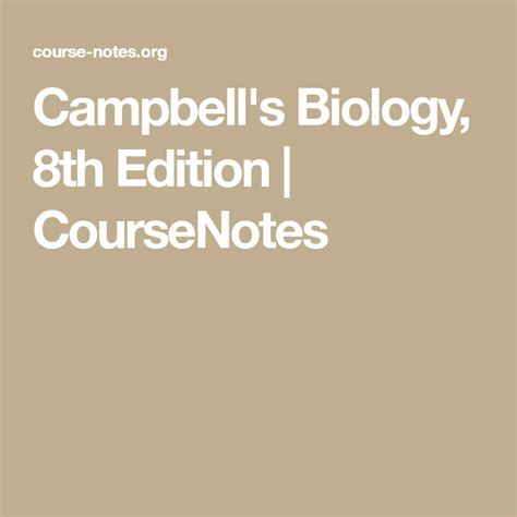 Full Download Course Notes Campbell Biology 8Th Edition 