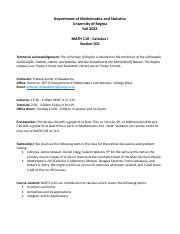 Read Online Course Outline Mathematics 110 