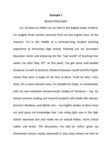 Read Online Course Reflection Paper Example 