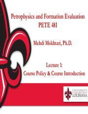 Full Download Course Title Formation Evaluation Petrophysics 