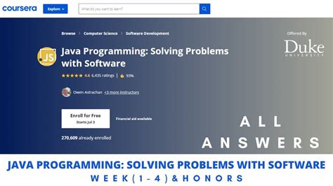 Coursera Java Programming Solving Problems With Software Quiz Answers