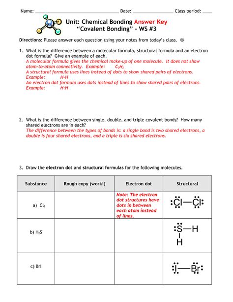 Covalent Bonding Webquest Answer Key