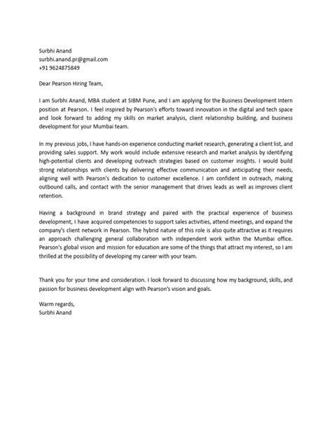 Cover Letters Pearson