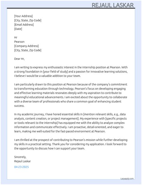 Download Cover Letters Pearson 