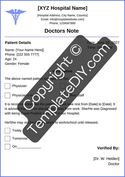 Covid Doctors Note
