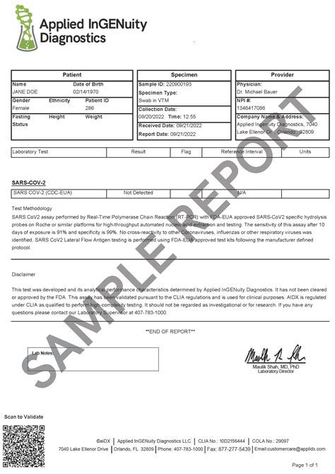 Covid Test Report Sample Pdf India
