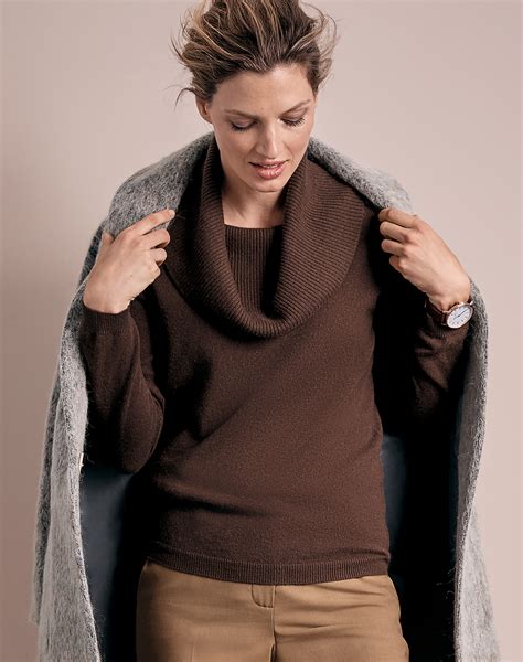 Cowl Sweater For Women Brown