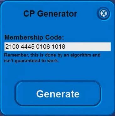 cp membership code generator
