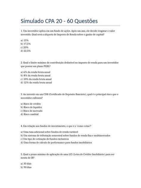 Cpa 20 Simulado