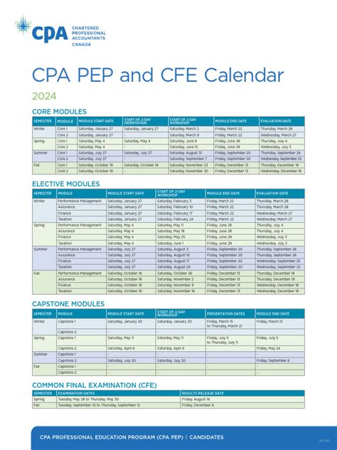 Cpa Pep Schedule