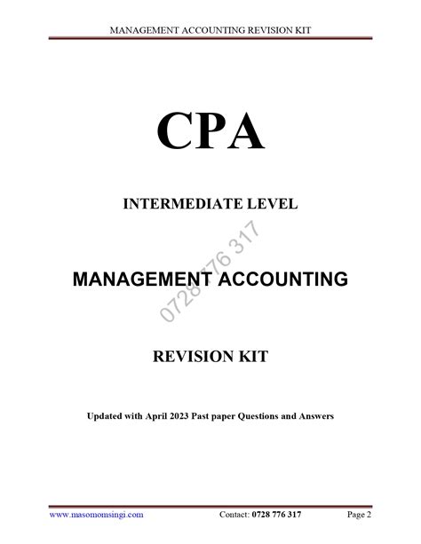 Download Cpa Management Accounting Past Papers 