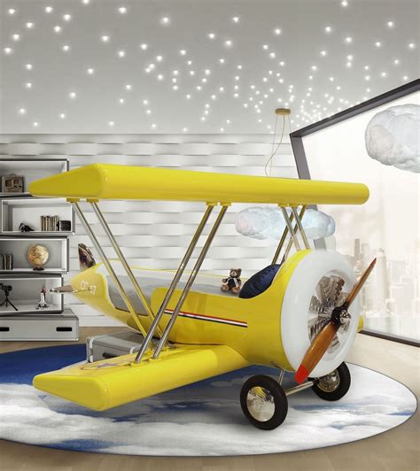Cpblack Luxus Kinderbett Doppeldecker Flugzeug Gelb   Weiß - Luxus Kinderzimmer