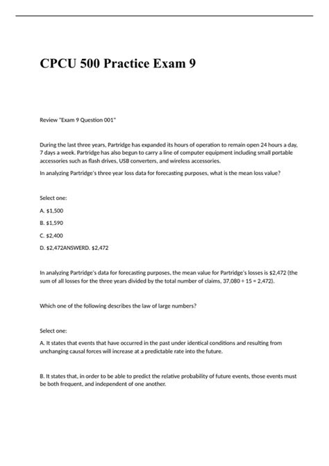 Full Download Cpcu 500 Practice Test 