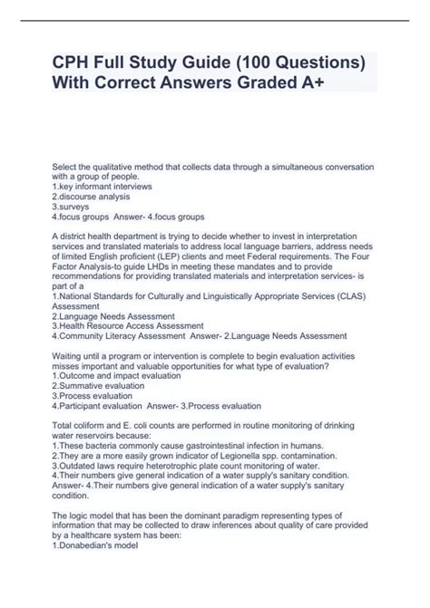 Full Download Cph Study Guide 