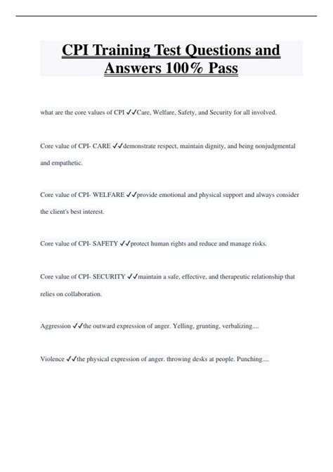 Cpi Training Test Questions