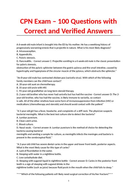 Cpn Practice Questions