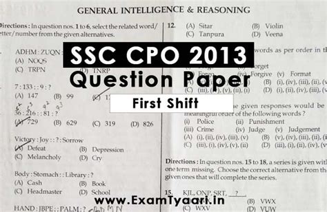 Read Online Cpo Si Question Paper I 2013 